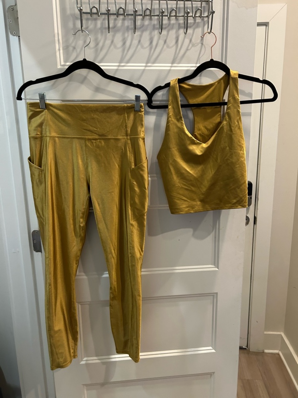 Fabletics Mustard Yellow Pocket Leggings & Racerback Crop Top Set